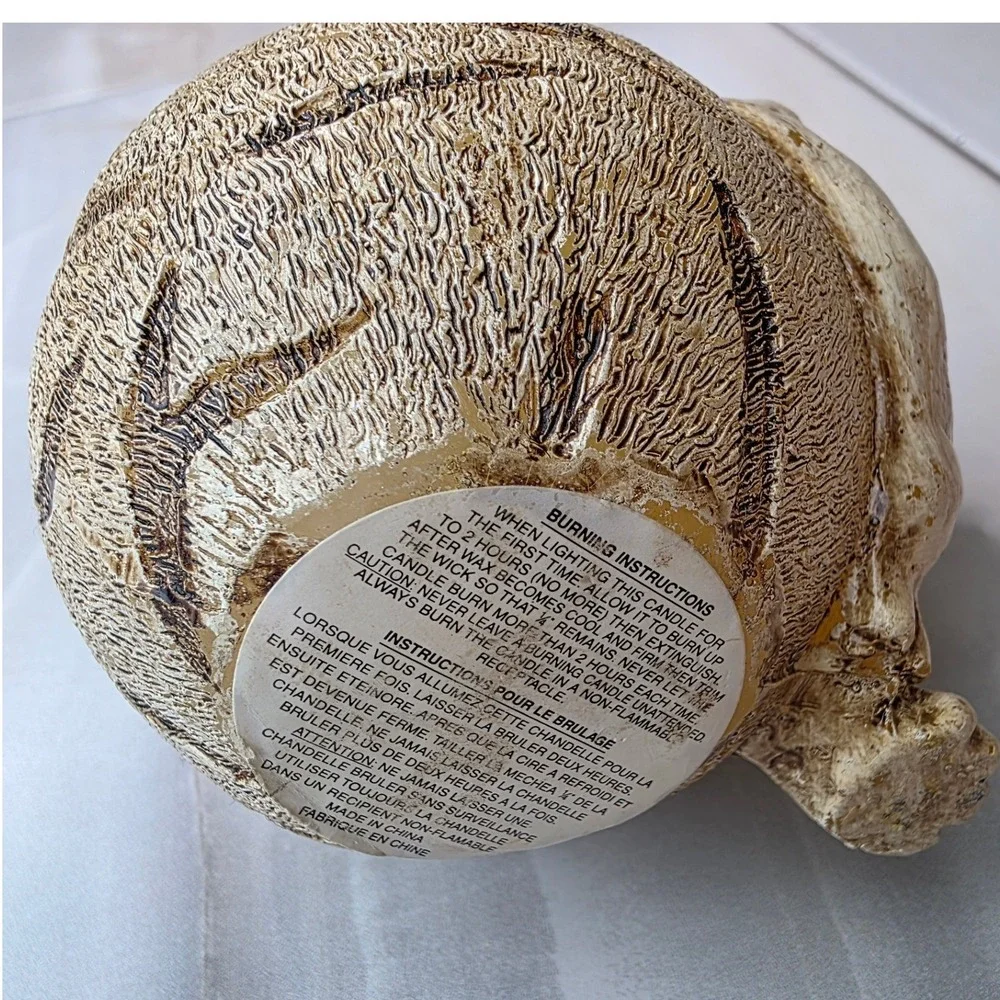 Vintage Sculpted Tiger Head Sphere Candle Cream Tan Textured Safari Decor P4‎